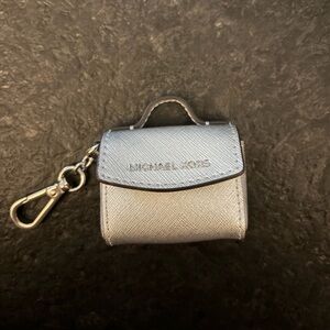 Michael Kors Metallic Silver Keychain Pouch